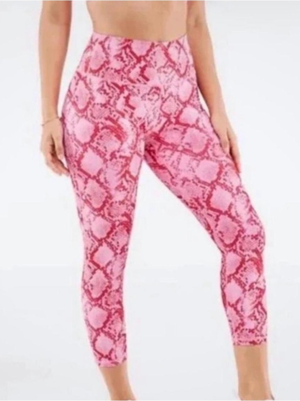 High-Waist Pink Snake-Print Leggings